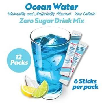 Sonic Singles To Go Powdered Drink Mix, Ocean Water, 6 Sticks Per Box, 12 Boxes (72 Sticks Total)