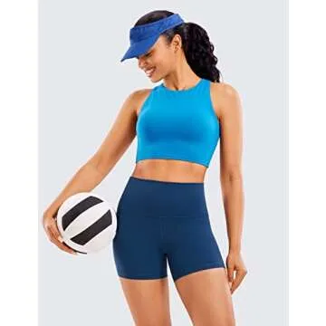 CRZ YOGA Womens Butterluxe Biker Shorts 4'' - High Waisted Booty Workout Volleyball Yoga Spandex French Navy Medium