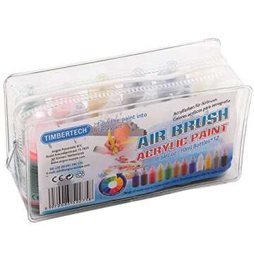 TIMBERTECH Acrylic Airbrush Paint, Professional 12x10ml Color Set of Acrylic Paint, Quick Drying Wat...
