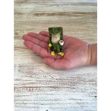 Miniature Frog Garden Statue - 2" Tall - Mini Outdoor Accessory Figurine for Fairy Garden