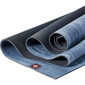 Manduka eKO Yoga Mat - For Women and Men, Strong, Durable, Non Slip Grip, 5mm Thick, 71 Inch, Ebb Marbled Blue