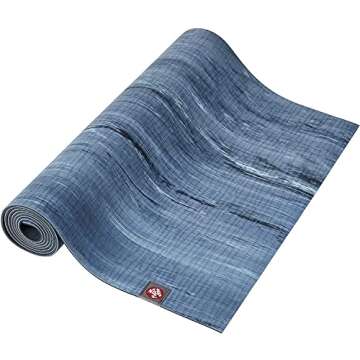 Manduka eKO Yoga Mat - For Women and Men, Strong, Durable, Non Slip Grip, 5mm Thick, 71 Inch, Ebb Marbled Blue
