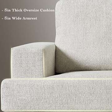 PaPaJet Deep Seat Comfy Sofa-Contemporary Chenille Sofa Couch, 3 Seater Sofa for Living Room-Oversized, Beige