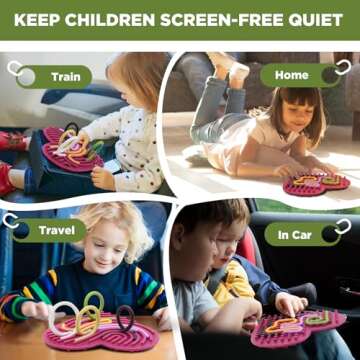 Sensory Activity Board Silicone Fidget Toy for Kids 3+ & Adults Double-Sides Design Sensory Toy for Stress Relief, Autism, ADHD and Calming with 11 Strings(Rose Pink/Heart-Shape)