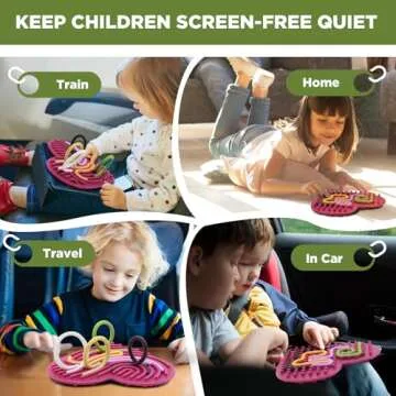 Sensory Activity Board Silicone Fidget Toy for Kids 3+ & Adults Double-Sides Design Sensory Toy for Stress Relief, Autism, ADHD and Calming with 11 Strings(Rose Pink/Heart-Shape)