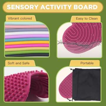 Sensory Activity Board Silicone Fidget Toy for Kids 3+ & Adults Double-Sides Design Sensory Toy for Stress Relief, Autism, ADHD and Calming with 11 Strings(Rose Pink/Heart-Shape)