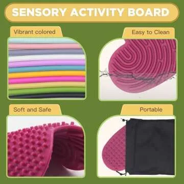 Sensory Activity Board Silicone Fidget Toy for Kids 3+ & Adults Double-Sides Design Sensory Toy for Stress Relief, Autism, ADHD and Calming with 11 Strings(Rose Pink/Heart-Shape)