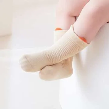 VWU Baby Crew Socks with Grips Unisex Toddler Infant Cotton tube Socks 0-5 Years