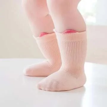 VWU Baby Crew Socks with Grips Unisex Toddler Infant Cotton tube Socks 0-5 Years