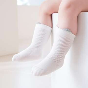 VWU Baby Crew Socks with Grips Unisex Toddler Infant Cotton tube Socks 0-5 Years