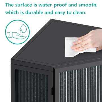 Wetiny Modern Corner Storage Cabinet with Tempered Glass Doors, Accent Corner Hutch Cabinet Freestanding Metal Corner Table Shelf for Bathroom, Kitchen, Bedroom, Living Room,Black, Black（b）