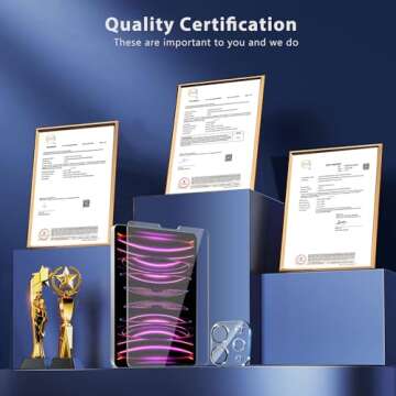 QHOHQ [2+2 Pack] Tempered Glass Screen Protector for iPad Pro 12.9 2022/2021/2020 (6th/5th/4th Generation) with Camera Lens Protector, Ultra HD, Anti-Scratch, Designed for Face ID＆Apple Pencil