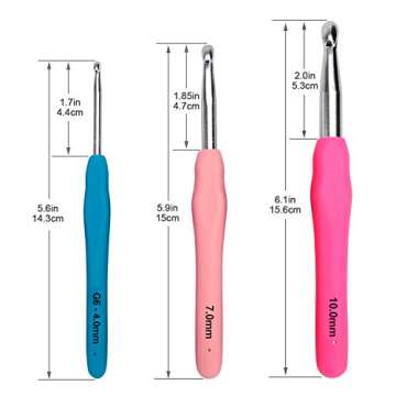 BCMRUN Crochet Hooks Set,14 PCS 2mm(B)-10mm(N) Ergonomic Soft Grip Handles Yarn Knitting Needles Kit...