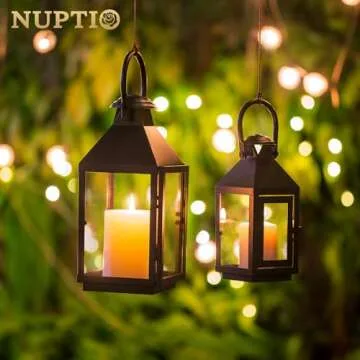 NUPTIO Black Candle Lantern - Vintage Elegance for Any Event