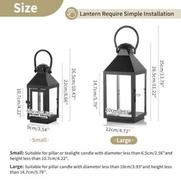 NUPTIO Black Candle Lantern - Vintage Elegance for Any Event