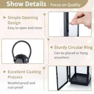 NUPTIO Black Candle Lantern - Vintage Elegance for Any Event