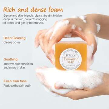 LIYALAN Turmeric Soap Bar 3.88 oz X 2Bars for Face Body Smooth Skin,Cleansing Natural Handmade Sensitive Skin Vegan Formula