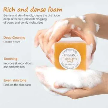 LIYALAN Turmeric Soap Bar 3.88 oz X 2Bars for Face Body Smooth Skin,Cleansing Natural Handmade Sensitive Skin Vegan Formula