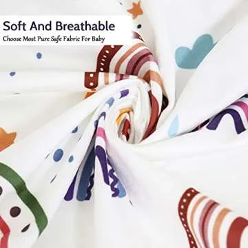 Crib Sheets HNHUAMING Neutral Baby Crib Fitted Sheets, Ultra Soft & Breathable 52 X 28 inch Crib Sheet Snug Fits for Standard Crib Mattress, Rainbow World