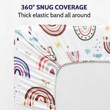 Crib Sheets HNHUAMING Neutral Baby Crib Fitted Sheets, Ultra Soft & Breathable 52 X 28 inch Crib Sheet Snug Fits for Standard Crib Mattress, Rainbow World