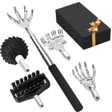 Lapogy Christmas Gifts - 5-in-1 Telescoping Back Scratcher with Detachable Heads