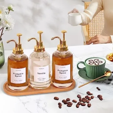 Sleek Coffee Syrup Dispenser Set with Tray and Scoops