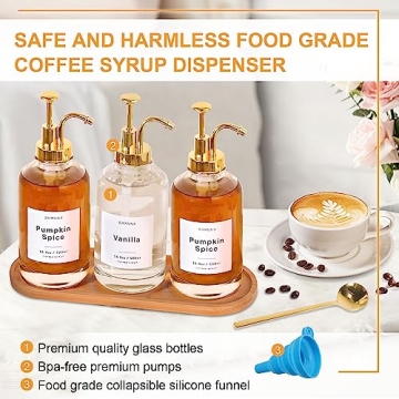 Sleek Coffee Syrup Dispenser Set with Tray and Scoops