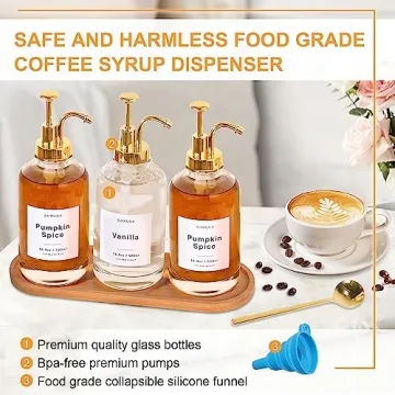 Sleek Coffee Syrup Dispenser Set with Tray and Scoops