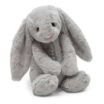 Jellycat Bashful Grey Bunny Stuffed Animal, Small 7 inches - Rabbit and Bunny Plush Toy - Classic Ch...