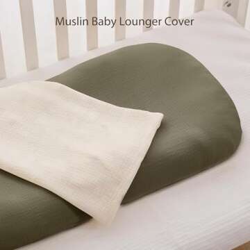 Guruixu Muslin Baby Lounger Cover 2 Pack, Soft & Breathable