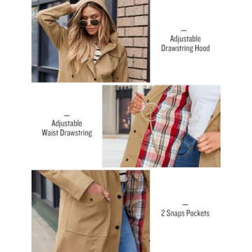 Chic Women's Waterproof Rain Jacket Lightweight Windbreaker