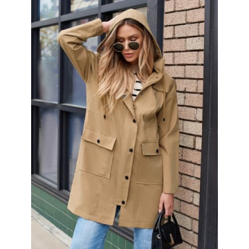 Chic Women's Waterproof Rain Jacket Lightweight Windbreaker