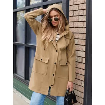 Chic Women's Waterproof Rain Jacket Lightweight Windbreaker