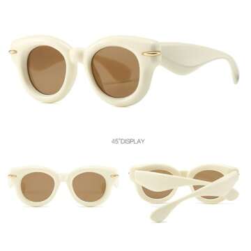 mincl Y2K Women Fashion Oval Candy Color Sunglasses Retro Rivets Men Designer Trending Punk Round Su...