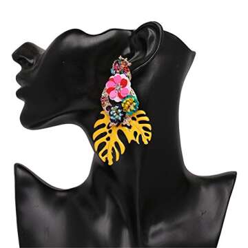 Lureme Floral Leaf Sequin Earrings - Chic Summer Jewelry