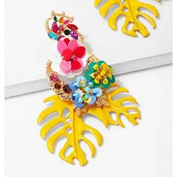 Gorgeous Colorful Sequin Floral Leaf Earrings for Women