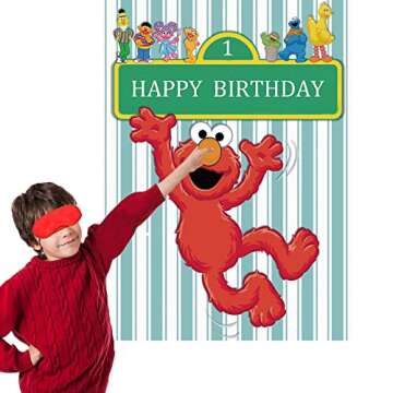 Seasme Friends Street Party Supplies Decorations, Pin The Nose On ELMO, Sesame Birthday Party Pin Game, Large Poster for Seasme Friends Street Birthday Party Decorations Things