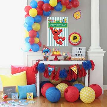 Seasme Friends Street Party Supplies Decorations, Pin The Nose On ELMO, Sesame Birthday Party Pin Game, Large Poster for Seasme Friends Street Birthday Party Decorations Things