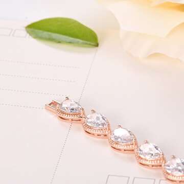 SELOVO Teardrop Rose Gold Tone Chain Bracelet for Women