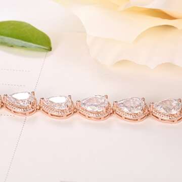 Stylish Rose Gold Tennis Bracelet with Zirconia Sparkle