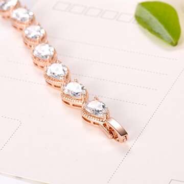 Stylish Rose Gold Tennis Bracelet with Zirconia Sparkle