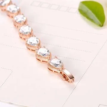 Stylish Rose Gold Tennis Bracelet with Zirconia Sparkle