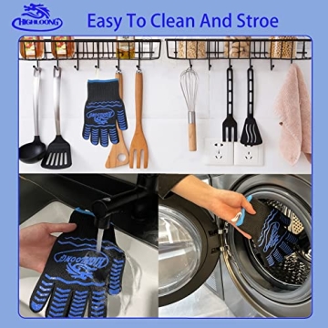 BBQ Oven Gloves 1472℉ Heat Resistant Silicone Non-Slip