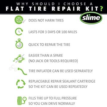 Slime Flat Tire Emergency Kit: Fast Fix & Sealant Included