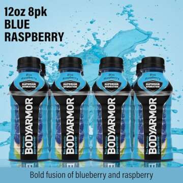 BODYARMOR Sports Drink Sports Beverage, Blue Raspberry, Natural Flavors With Vitamins, Potassium-Packed Electrolytes, No Preservatives, Perfect For Athletes, 12 ounce (Pack of 8)