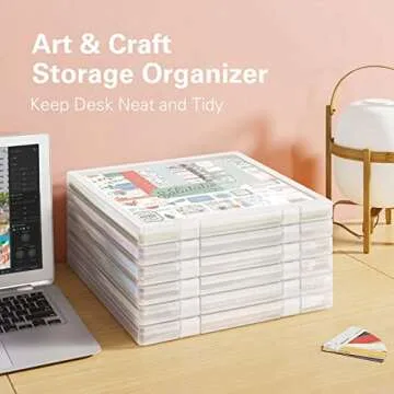 iBune 12x12 Scrapbook Paper Storage Box - 6 Pack