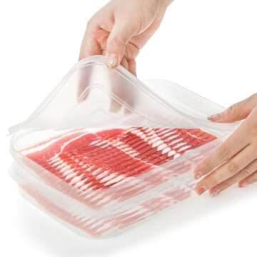 yarlung 6 Pack Bacon Keeper for Refrigerator, Deli Meat Saver Container with Airtight Lid, Cold Cuts...