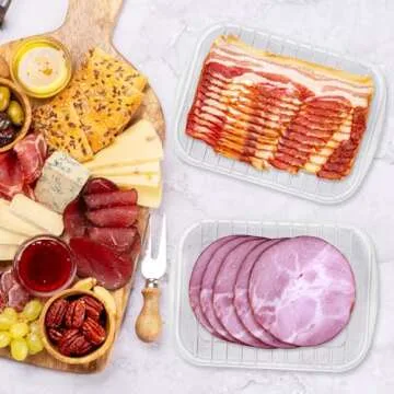 yarlung 6 Pack Bacon Keeper for Refrigerator, Deli Meat Saver Container with Airtight Lid, Cold Cuts Fridge Food Storage, 2 Serving Tongs