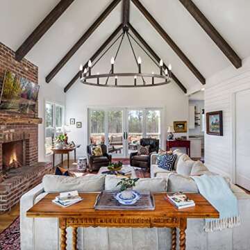 ANKYLHUA Wagon Wheel Chandelier 38 Inch, 12-Light Farmhouse Wagon Wheel Chandeliers Round Industrial...