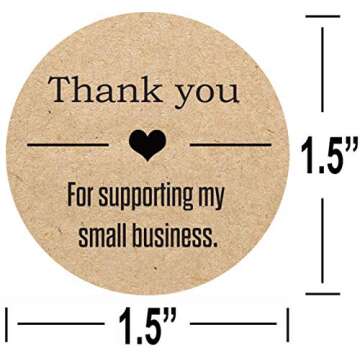Thank You For Supporting My Small Business Stickers - 1.5" Kraft Labels, 500 Roll